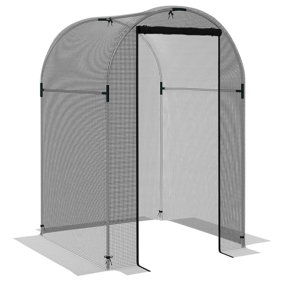 4' x 4' Crop Cage Plant Protection Tent with Zippered Door Galvanized Steel Frame Fruit Cage Netting Cover for Garden Yard Lawn Black