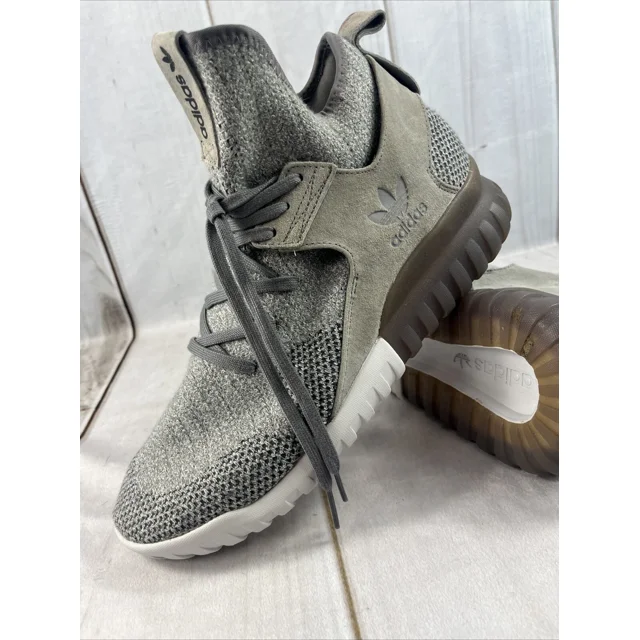 Size 12- Ad-id-as Tubular X Primeknit Gray/Gum Heels, Good Condition
