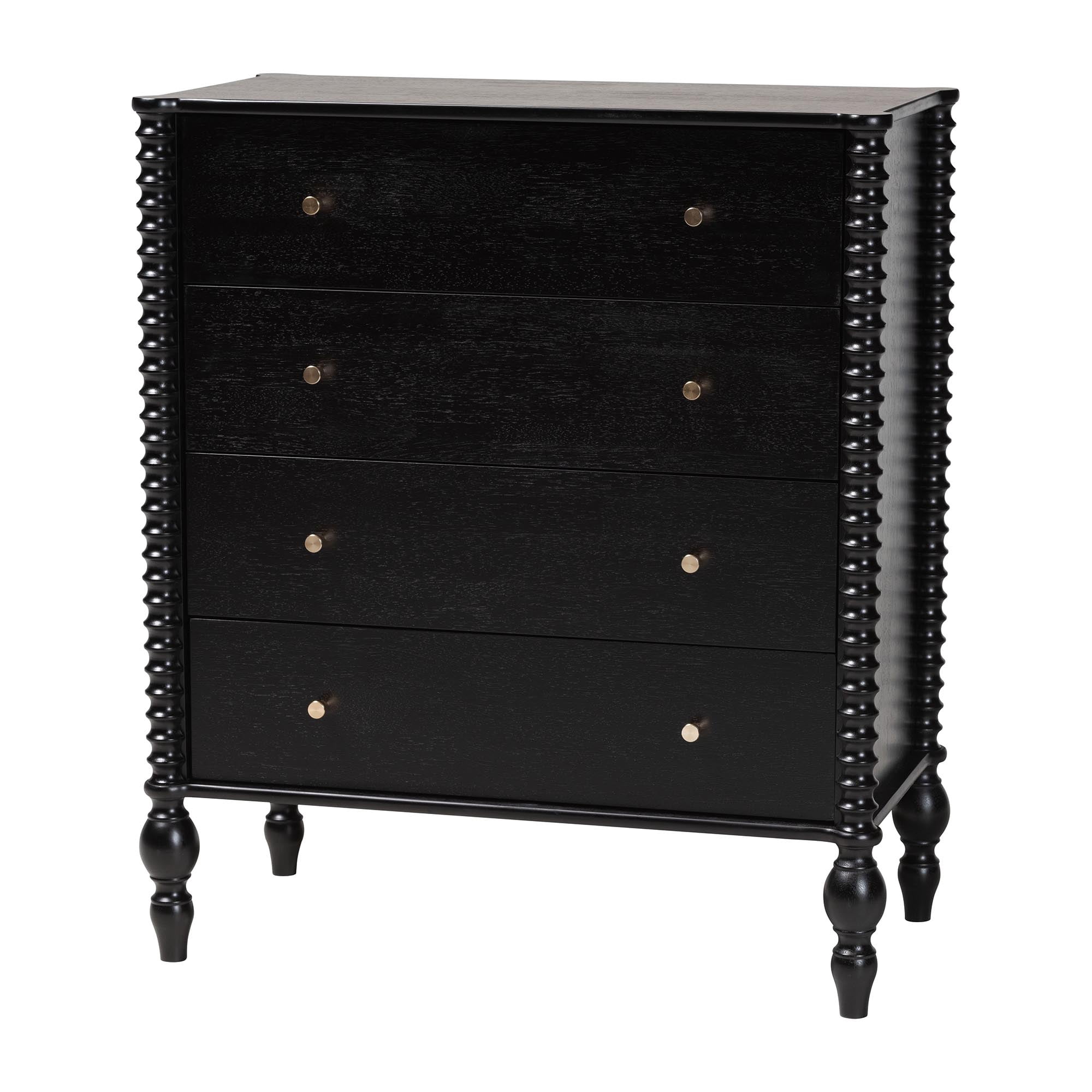 Baxton Studio Callison Farmhouse Bedroom Set, Full, 5-Piece, Black