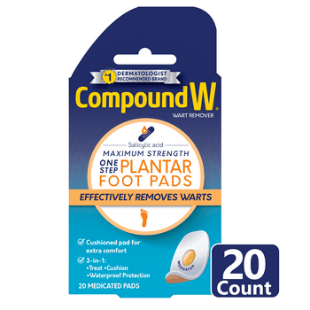 Compound W Maximum Strength One Step ar Wart Remover Foot Pads, 20 Count