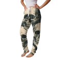 thumbnail image 4 of Hearthz Skull Red Rose Print Pj Bottoms for Women Elastic Drawstring Jogger Pants Soft Holiday Halloween Cuffed Ankle Trousers for Women, 4 of 5