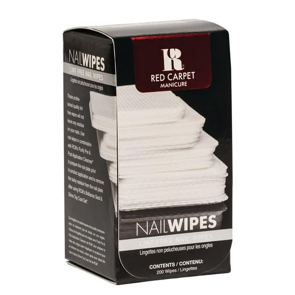 Red Carpet Manicure Nail Wipes, 200 Ct – Lint Free Nail Wipes for Gel Polish, Residue-Free Wipes for Nail Prep & Cleanser Application – Perfect for Pre/Post Gel Manicure Use.