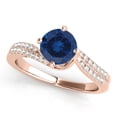 thumbnail image 2 of 1.15 Ct Halo Sapphire & Diamond Engagement Rings - Bridal Set - 14K Gold, 2 of 9