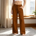 thumbnail image 2 of XuJwPNcy Women Baggy Sweatpants Fall Wide Leg Drawstring Workout Pants Classic Regular Fit Trousers with Pockets(Brown,Small), 2 of 6
