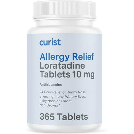 Curist Allergy Relief Loratadine 10mg 365 Ct Non-Drowsy Antihistamine Tablets 24 Hour | Compare to Claritin
