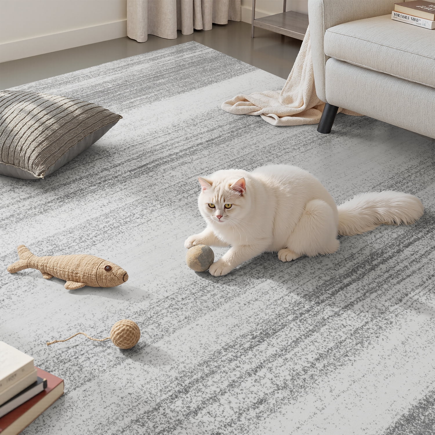 VUNATE 9'x12' Area Rugs for Living Room Washable Rugs Modern Abstract Area Rug Soft Contemporary Neutral Carpet Indoor Rug for Bedroom Dining Room Office Foldable Nonslip Rug Gray