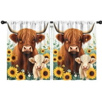 Blackout Kids Curtains,Highland Cow and Sunflower Childrens Insulated Curtains Set Of 2,Bedroom Essentials,Toddler Room Decor 42x54in(106x137cm)