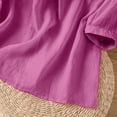 thumbnail image 5 of Linen 3/4 Sleeve Button Shirts Summer Boho Peasant Casual Gauze Clothes Embroidered Tops for Women Hot Pink XL, 5 of 6