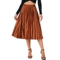 thumbnail image 1 of Falda Midi Plisada de Fiesta para Mujeres INSPIRE CHIC con Cintura Elástica Metálica XL Naranja Café, 1 of 6