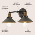 thumbnail image 3 of JONATHAN Y July 17.5" 2-Light Industrial Farmhouse Metal Vanity Light, Rustic Dark Gray/Brass Gold, 3 of 6