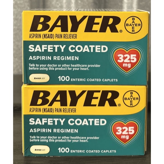 Bayer Aspirin Regimen Pain Relief, Enteric Safety Coated, 100 Caps, 6-Pack