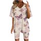 thumbnail image 1 of Blusas para las Mujeres Casual Impreso Cuello en V Manga Corta Blusa Pantalones Cortos, Conjuntos de Ropa para las Mujeres, 1 of 5