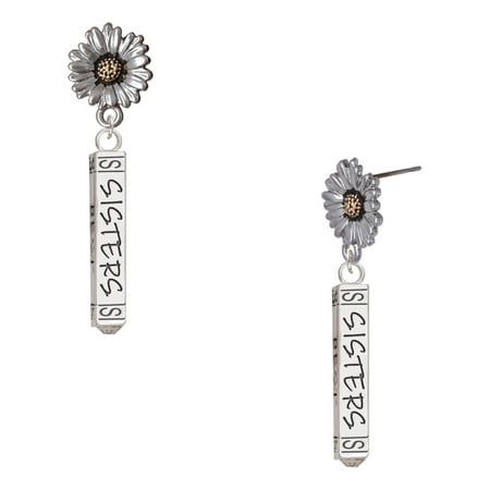 Delight Jewelry Silver-tone Sisters Best Friends Forever Bar – Two-tone Daisy Flower Post Earrings Delight Jewelry Silver-tone Sisters Best Friends Forever Bar – Two-tone Daisy Flower Post Earrings