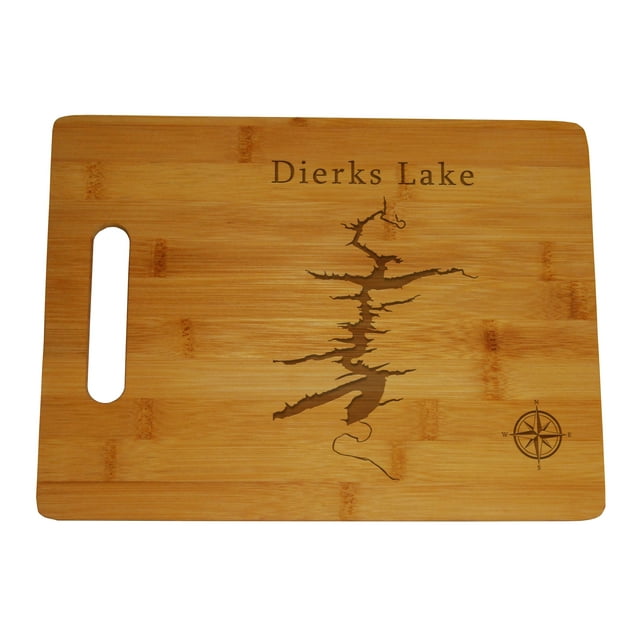 Dierks Lake Map Engraved Bamboo Cutting Board 9.75x13.75 inches