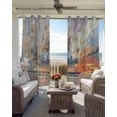 thumbnail image 4 of Grey Orange Coastal Blackout Curtains 63 Inches Long for Bedroom, Oil Painting Modern Abstract Art Thermal Insulated Room Darkening Black Out Window Curtain Panels Grommet Drapes for Living Room, 4 of 8