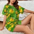 thumbnail image 4 of Pofeuu Bees Pollinates A Yellow Dandelion Print Women's Pajama Set Short/Shorts Soft Button PJs Elastic Drawstring Waist Sleepwear-XX-Large, 4 of 6