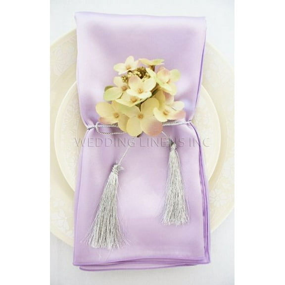 Wedding Linens Inc. (10pcs) 20'' x20" Satin Table Napkins for wedding Party Decoration events - Lavender