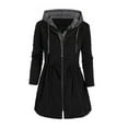 thumbnail image 5 of Skpblutn Women'S Jacket Coats Winter Fall Casual Comfortable Tops Fashion Patchwork Hooded Slim Zipper Up Outwear With Pocket Neck Long Sleeve Plus Size Coat Black L, 5 of 5