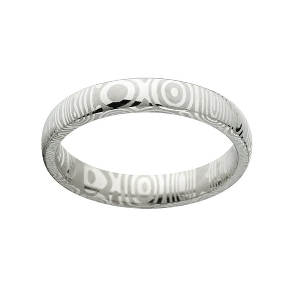 4mm Half Round Damascus Steel Ring