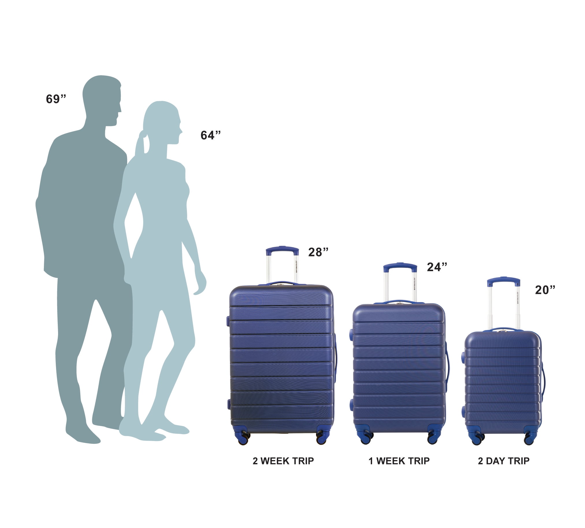 Jetstream 3 piece Set Hardside Spinner Luggage, 20" Carry On, 24" and