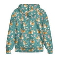 thumbnail image 5 of FOR U DESIGNS Flower Corgi Oversized Zip Up Hoodie for Women Oversized Hooded Sweatshirt with Front Size L Women Zipper Comfortable Long Sleeve Sportswear with Drawstring, 5 of 7