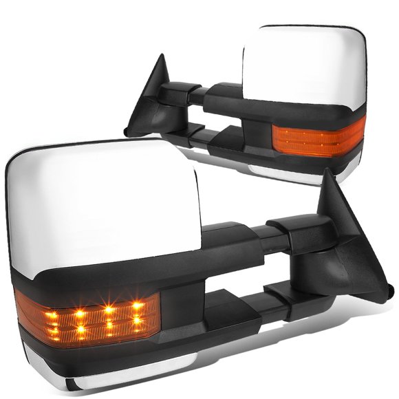 DNA Motoring TWM-031-T999-CH-AM Pair Powered Foldable Towing Mirrors w/Amber LED Turn Signal Compatible With 88-98 C/K 1500, 88-00 C/K 2500/K3500