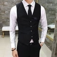 thumbnail image 6 of Joernso Men Suit Vest Waistcoat V Neck Sleeveless Solid Color Slim Fit Single-breasted Cardigan Formal Business Coat Groom Wedding Coat, 6 of 8