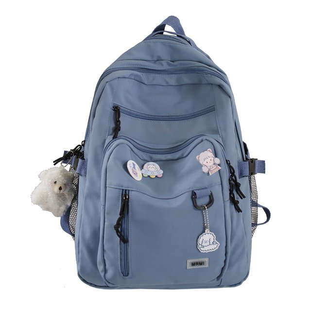 Mochila Nailon Informal Mochilas Escolar para Niñas Universitarias Con Varios Bolsillos (azul)