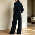 thumbnail image 5 of vdgthytj Sweatsuits Women 2 Piece Outfit Long Sleeve Turtleneck Drop Shoulder Tops Drawstring Wide Leg Pants Fall Athleisure Sets(Small,Black), 5 of 6