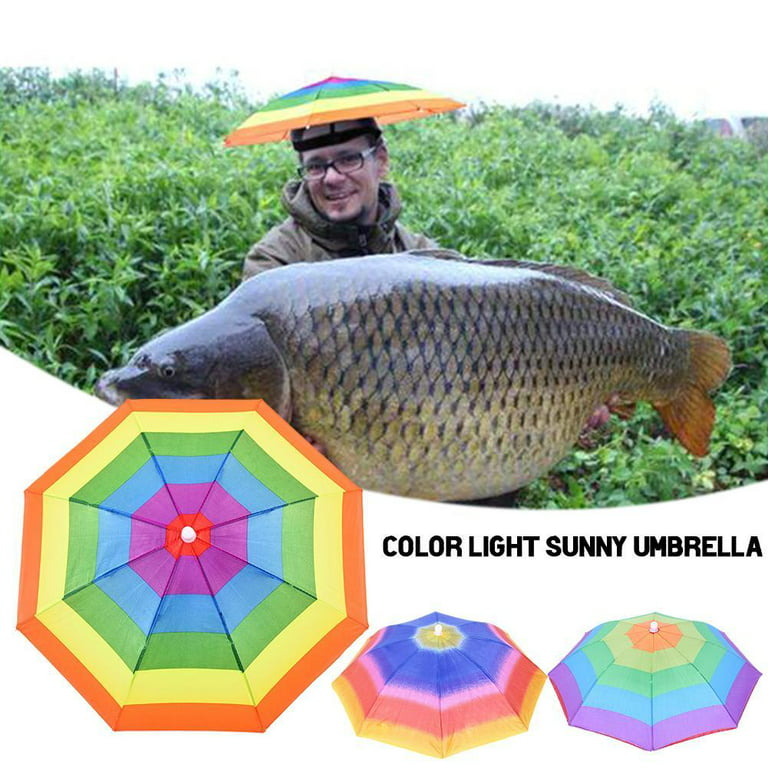 Umbrella Hat, Waterproof Foldable Portable Polyester Fishing Cap Elastic  Headband Easy to Wear Sun Rain Multifunction Headwear Umbrella Hat for