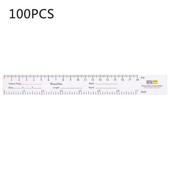 TONKBEEY Me dical Medimeter 100 Pack 18cm / 7'' Educare Wound Ruler /Paper Wound Measure