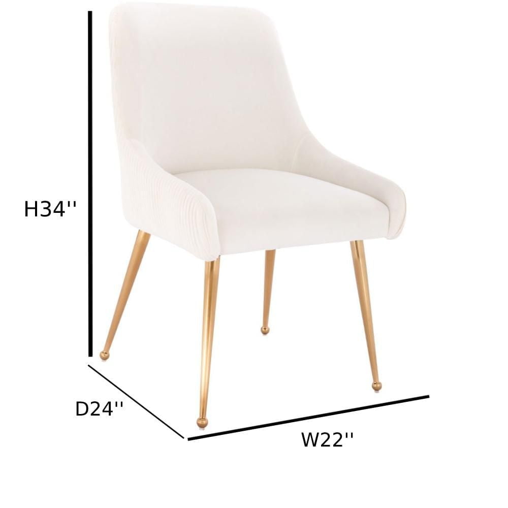 Henry III Dining Chair Set of 2 – Elegant Velvet Dining Accent Chairs with Comfortable Upholstery, Gold Legs, and Stylish Handle Detail on the Back