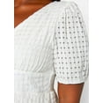 thumbnail image 4 of Rebdolls Women's Plus Smocked Button Front Midi A Line Dress - White - Medium, 4 of 5