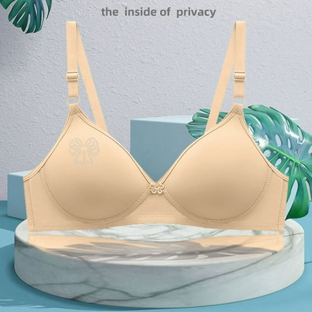 Ndbuld Bras for Women Women s Bra Soild Wire Underwear Bra Everyday Small Cup Underwear Deals Up to 50% off L Beige