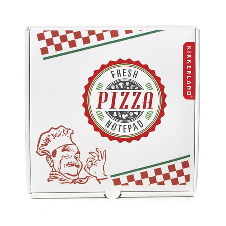 Refillable Notepad Holder - Pizza Notepad, 130 Notes, Box Holder, Pad of 130 notes By Kikkerland
