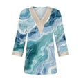thumbnail image 3 of Tmtolofot 3/4 Sleevel Tops For Womens Sexy Lace Pleated Blouse Women Petal Print T-Shirt Casual Comfy T-Shirts Women's Crew Neck Top Female Hollow Out Tees Shirt,5_Multicolor,5X-Large, 3 of 4