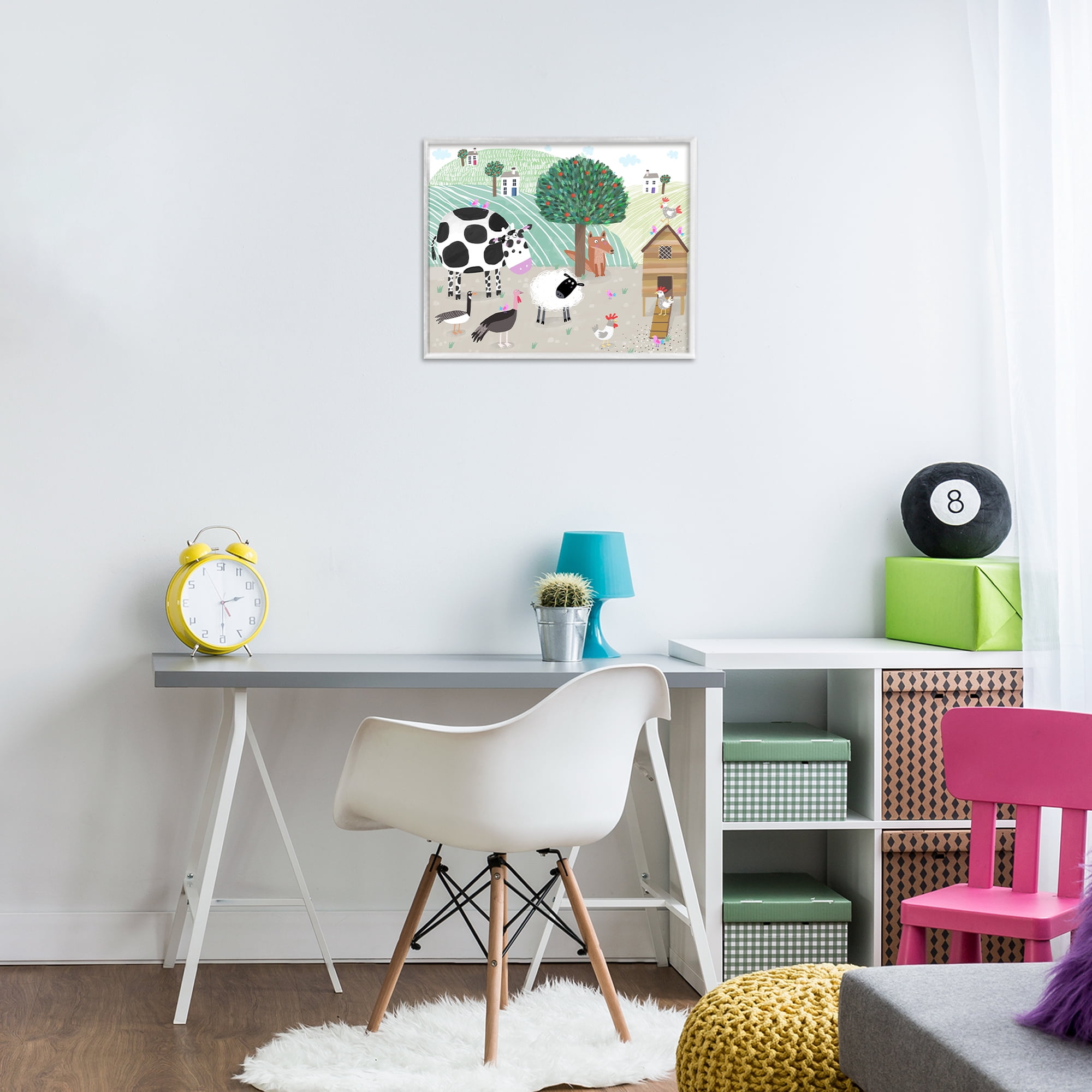 Stupell Industries Down At The Farm White Framed Giclee Art, design by Carla Daly