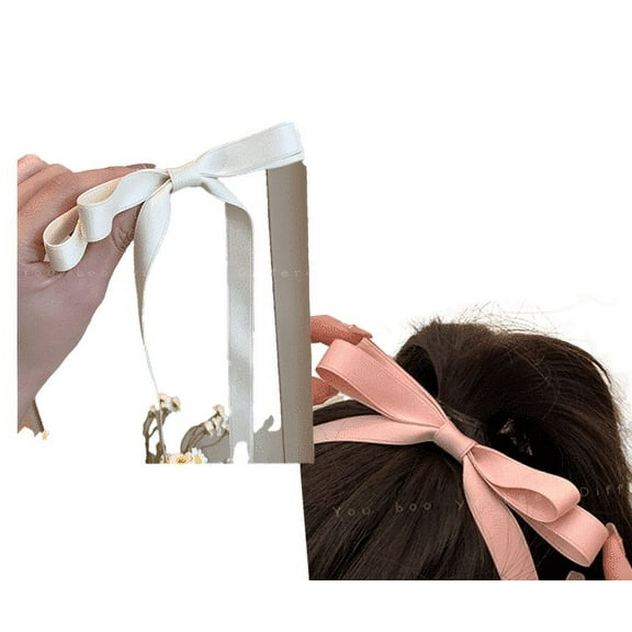 RAGUPEL 2 Pcs Big Bows for Girls,Comfortable Wear Pink Hair Bow,Stylish Design Non-Slip Grip Ribbon for Hair,White&Pink