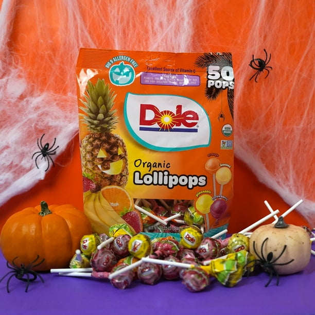 Flix Candy Dole Halloween Lollipop Bag – 50 Count – Big 9 Allergen
