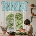 thumbnail image 5 of Abstract Green Floral Window Valance Curtain Vintage Ethnic Texture Rod Pocket Short Curtain for Living Room, Bedroom & Kitchen Window Decor 60x18in, 5 of 8