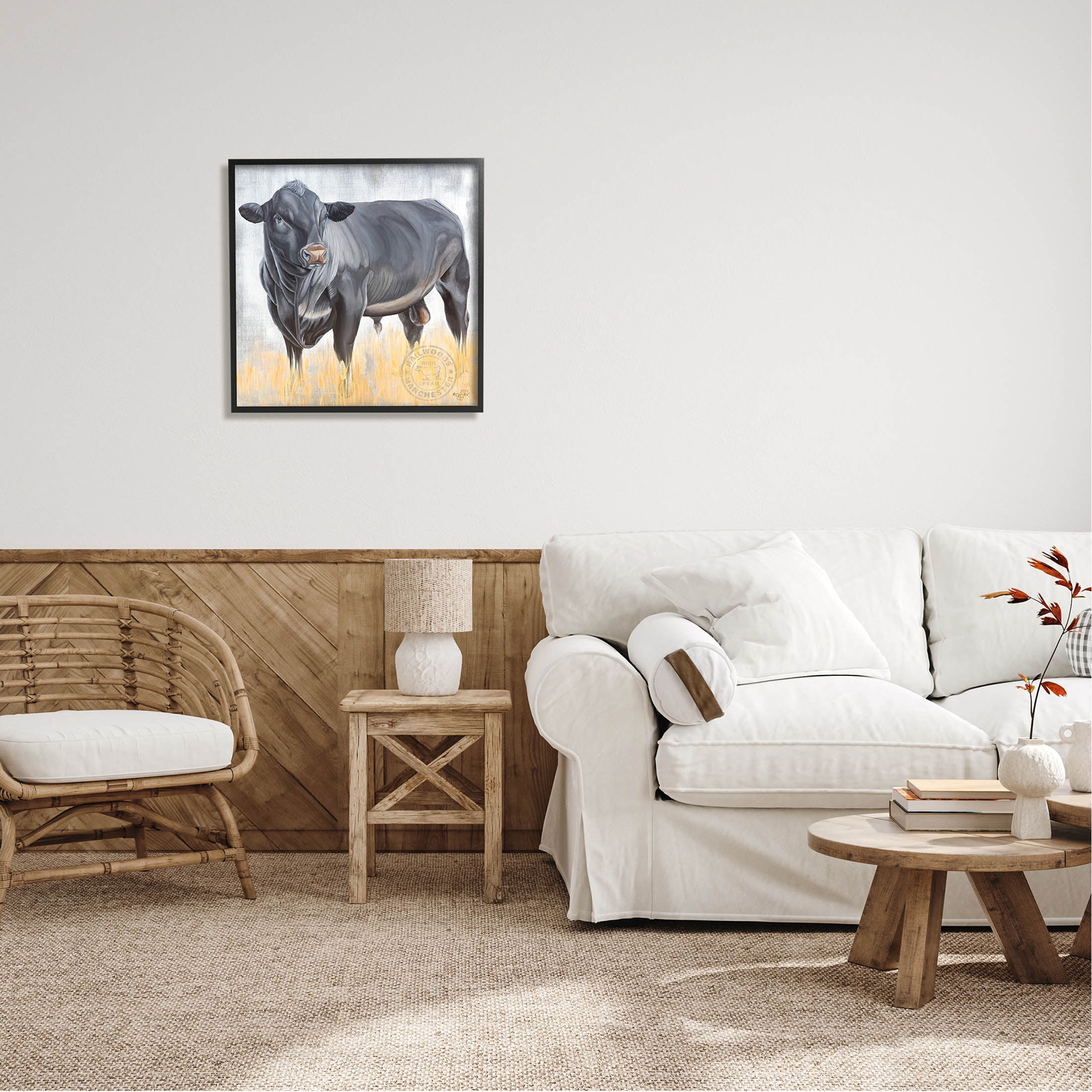 Stoic Cattle Farm Portrait Animals & Insects Graphic Art Black Framed Art Print Wall Art