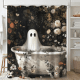 thumbnail image 2 of Coziro Spooky Bathtub Ghost Halloween Shower Curtain 72x72 Inch Dark Floral Gothic Botanical Polyester Waterproof Bathroom Decor Panel, Machine Washable, 2 of 10