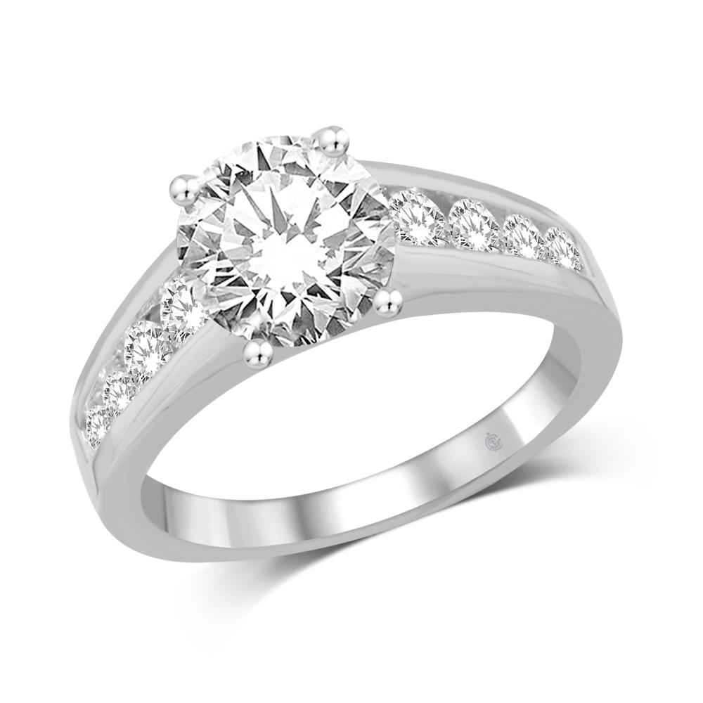 14K White Gold 2 1/2 Ct.tw Diamond Engagement Ring/Semimount (Center