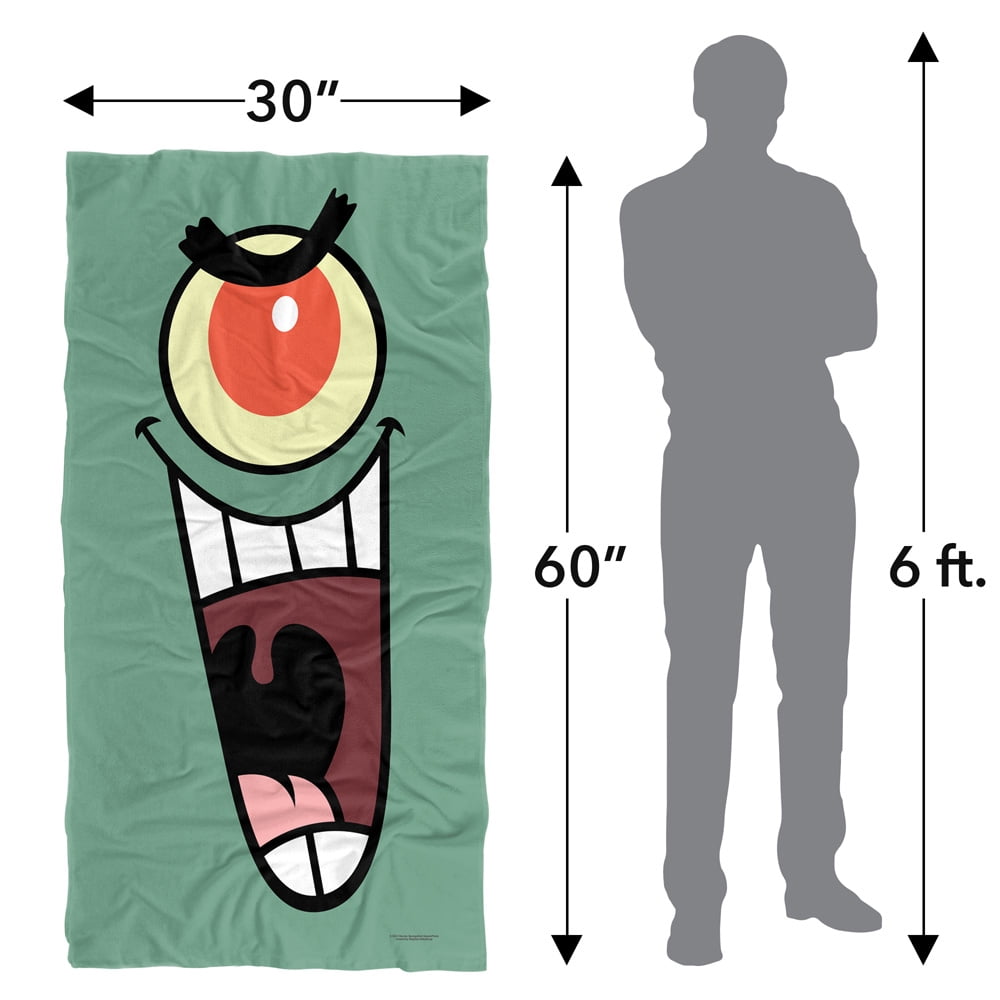 Spongebob Beach Towel, 30"x60", Plankton Face Beach Towel