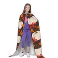 thumbnail image 4 of Honeii Autumn White Pumpkin Print Poncho Cape, Cloak Coat, Snuggly Hooded Wearable Blanket, Hooded Cape For Teenagers,Halloween Costumes-Large, 4 of 7
