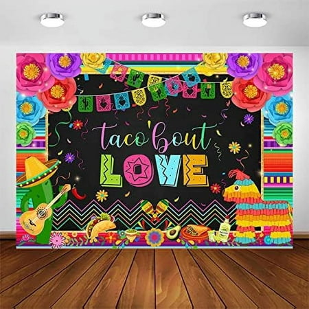 Image of Taco Bout Love Backdrop Cactus Flower Wedding Photography Background Mexican Fiesta Themed Bridal Shower Bachelorette Party Banner Decoration Supplies (7x5ft)