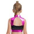thumbnail image 2 of Hansber Kids Girls Turtleneck Glossy Metallic Color Block Ballet Dance Crop Tank Top Workout Yoga Gymnastic Shirts Hot Pink 6, 2 of 6