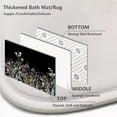 thumbnail image 7 of 4Pcs Colorful Floral Shower Curtain Sets Black and White Striped Bathroom Sets Green Leaves Bathroom Shower Curtain Set with Rugs and Accessories, 7 of 7