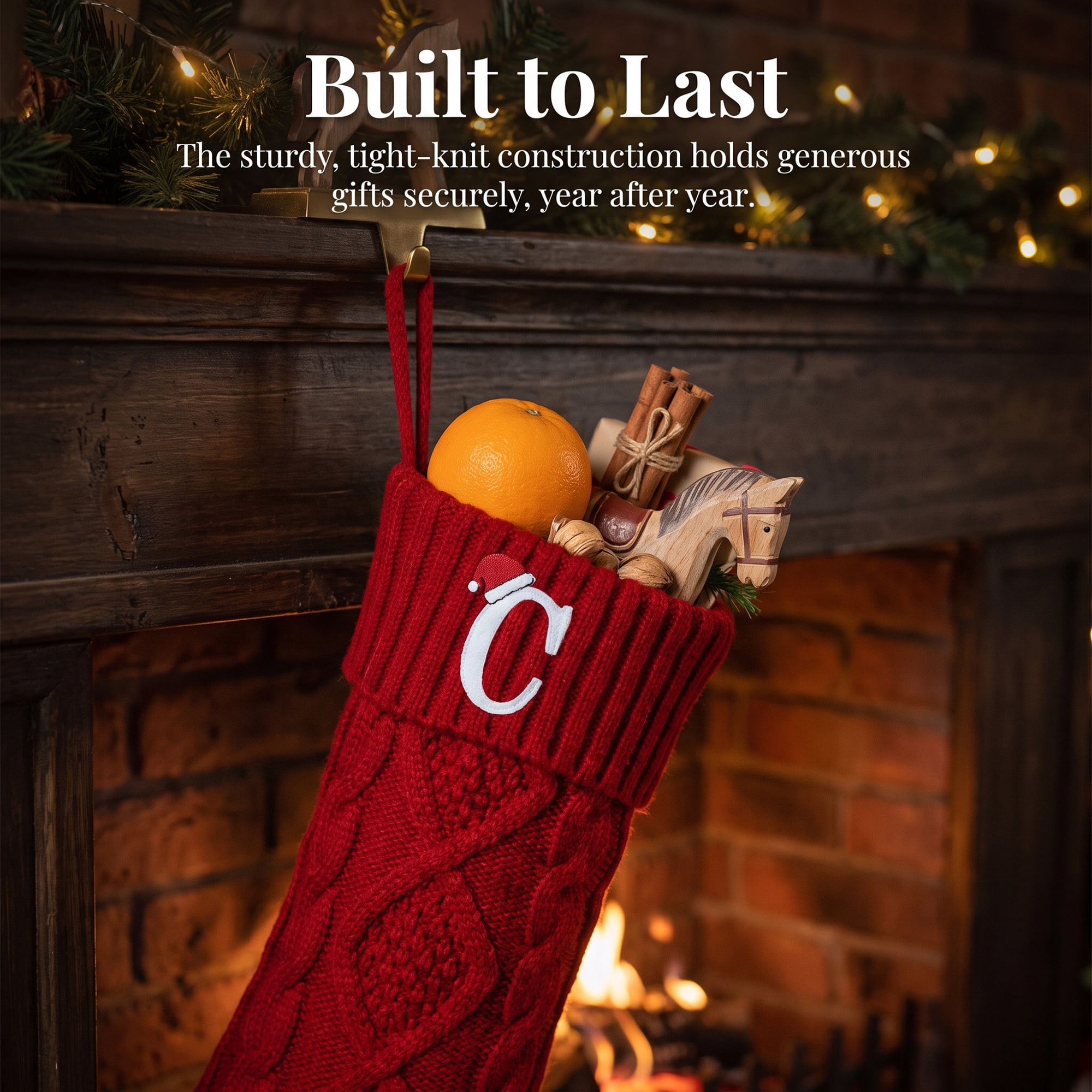 Unique Bargains Canine Bone Christmas Stocking Luxury Puppy Holiday Keepsake Sack Red Letter C 17"