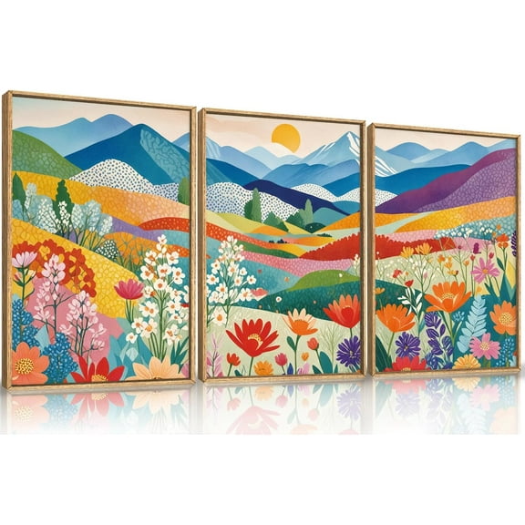 FCCUYE Large Boho Southwest Mountain d Canvas Wall Art,Abstract Desert Colorful Wall Decor,Nature Moon and Sun Wall Painting,Bohemian Artwork for Living Room,Bedroom,Dining Room,Office -16"x24"x3